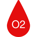 Red blood drop with white O2 text
