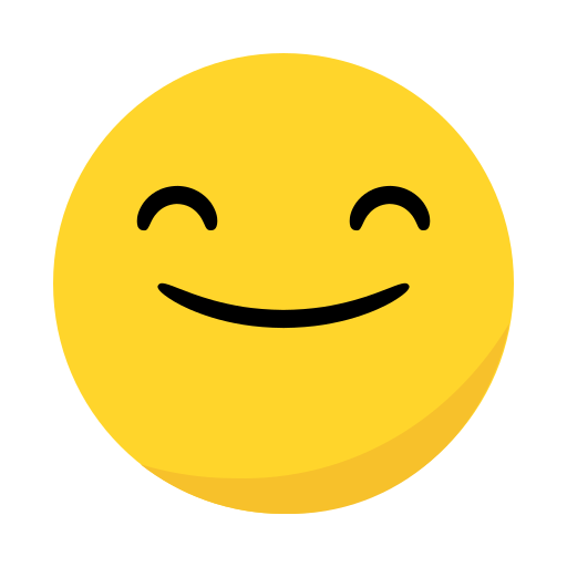 Yellow and diagonally-shaded darker yellow emoji smiling