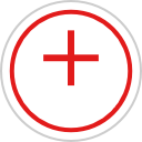 White circle with red medical cross