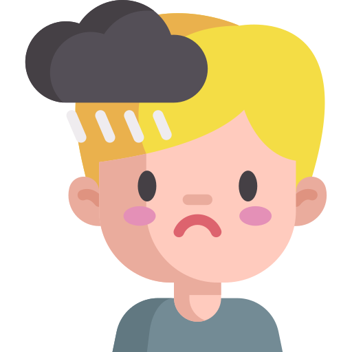 Frowning person with cloud