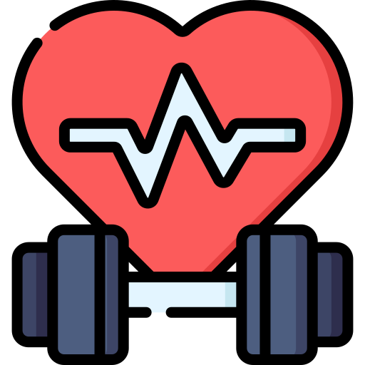 Red heart with pointed lines and free weight